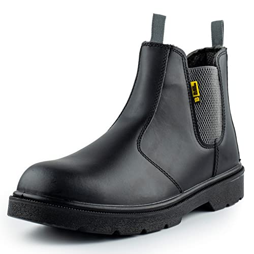 BLACK HAMMER Slip-On Sicherheitsstiefel Herren Chelsea Arbeitsschuhe Leder...