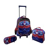 Kit Mochila Escolar Infantil com Rodinhas Lancheira e Estojo No Limits Cor:Azul;tamanho:M;Genero:Masculino