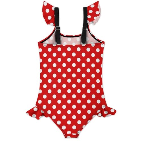 Image of Girls One Piece Swimsuit Polka Dots Ruffles Swimwear Bathing Suits 3-12 Years