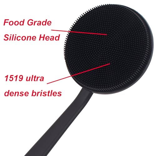 Image of DNC Silicone Back Scrubber for Shower, Shower Brush with Long Handle Soft Bristles, Body Exfoliator Washer Bath Wet or Dry Brush for Men Women