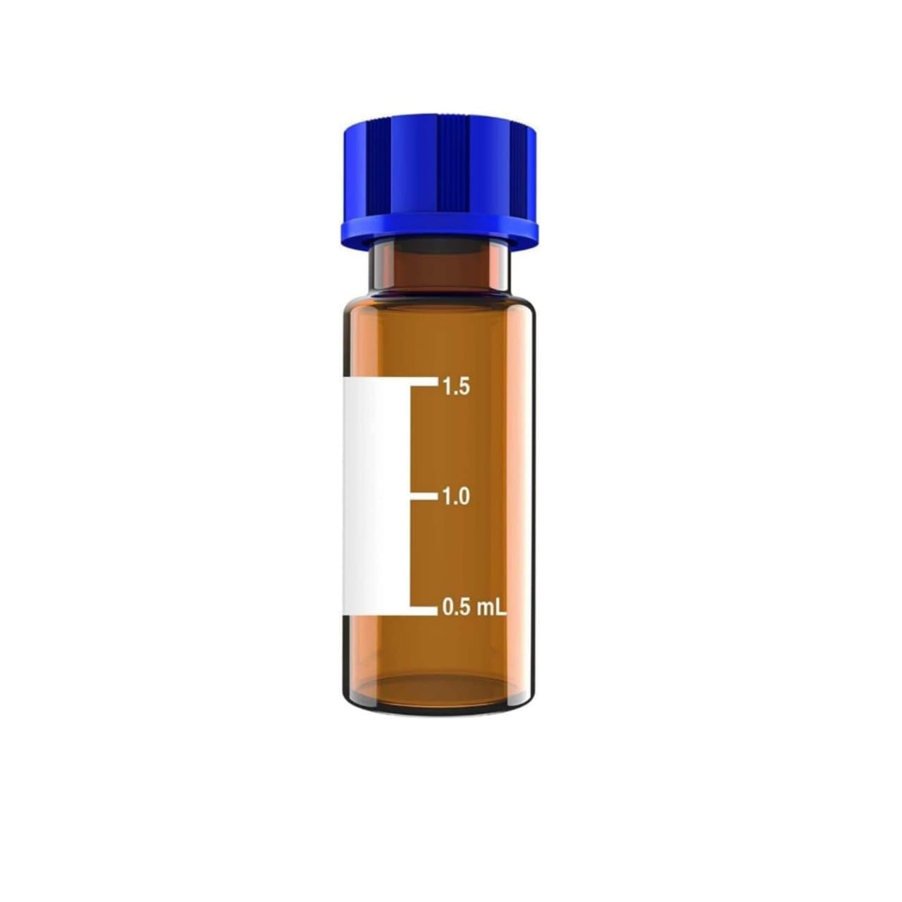 Amber glass screw HPLC auto sampler vial, 1.5/2ml with writing area, USP type 1 glass (Pack of 100) 9mm blue screw cap with bonded pre slit red and white septum (Pack of 100 caps)-image-20