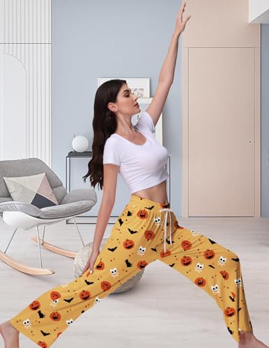 Image of Veseacky Women's Wide Leg Lounge Pants Yoga Pajamas Comfy Stretch Drawstring Pajamas Puls Size Dance Bottoms S-4XL