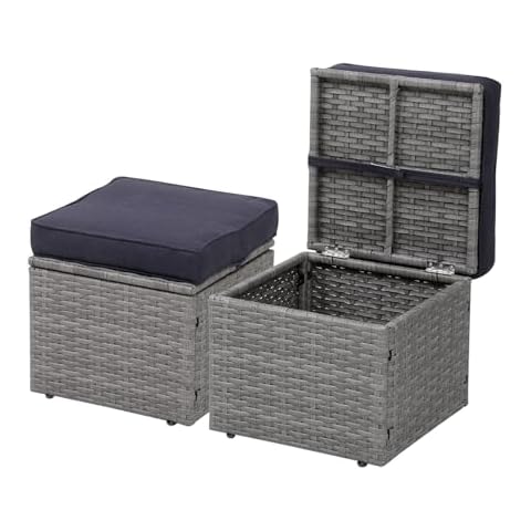 OPENAIRCOMFORT Waterproof Wicker Ottomans with Cushions Cover