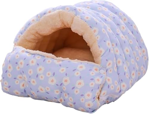 CokBlu 冬用あったかドーム型猫ベッド 洗えるペット寝袋付き 滑り止め室内用キャットハウス 小型犬対応