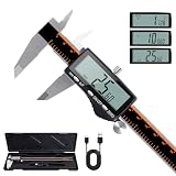 HARDELL Digital Caliper 12 Inch, Rechargeable Calipers with Large LCD Screen, Stainless Steel Digital Caliper Measuring Tool, Auto-Off, Inch/MM/Fraction for DIY/Household/3D-printing