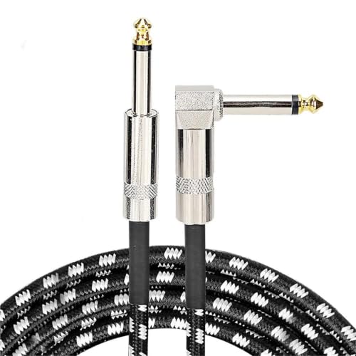 Cable de audio para guitarra de 6.35mm con conector de codo de 90 grados negro de 1m 2