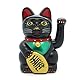 Starlet24 winkende Glückskatze Winkekatze Lucky Cat Maneki-Neko Katze Glücksbringer (Schwarz, 16cm)