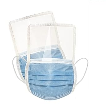 wOter 3 Ply mask with Face Shield, Higher Bacterial Filtration Efficiency (BFE >98%), Breathable, Hypoallergenic for Men,Women and Kids,Freesize (Blue, Free Size)