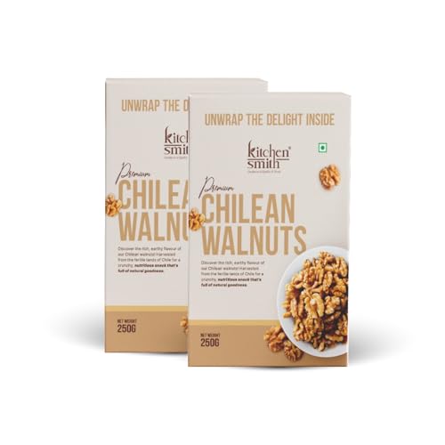 Image of KitchenSmith Chilean Walnuts - Pack of 2 (250gm Each) | Delicious & Crunchy | High In Anti-Oxidants | Premium Walnuts | Akhrot | Rich In Omega-3 | Healthy Snack