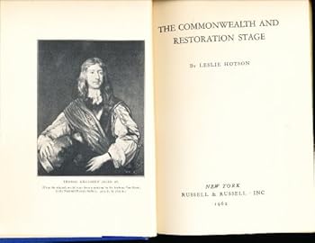 Hardcover The Commonwealth and Restoration stage, Book