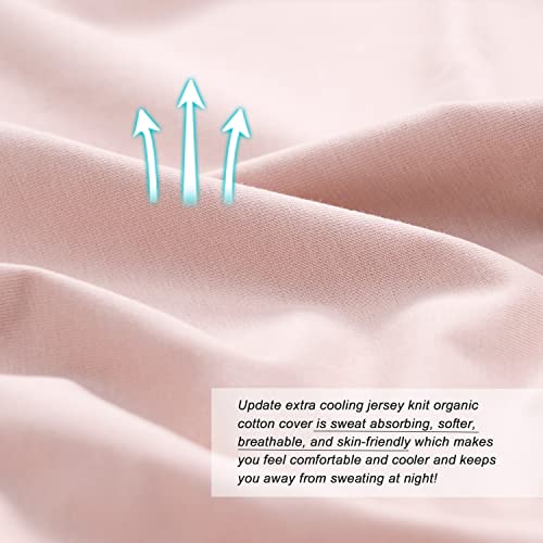 Image of Meiz Pregnancy Pillow Cover, Cooling Pregnancy Pillow Cover U Shaped, Pregnancy Pillowcase Fit 55 inch x 31 inch Maternity Pillow, Jersey Cotton, Apricot