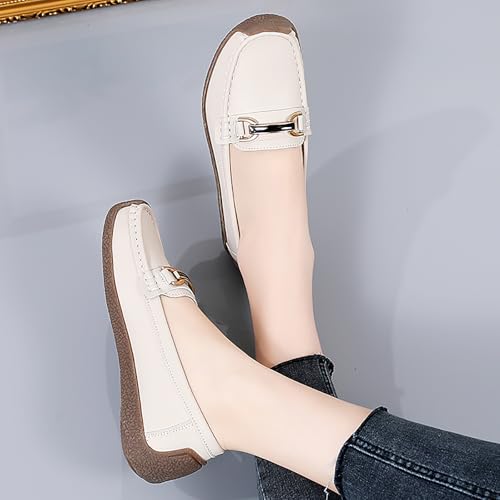Image of Women's Wide Width Loafers Comfort Slip on Shoes Walking Shoes for Ladies Mocassins Driving Shoe