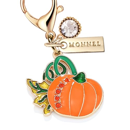 MC460 Little Crystal Halloween Pumpkin Lobster Clasp Charm for Women with Velvet Bag (Orange,1 Piece)2