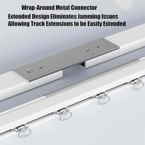 Premium Sliding Ceiling Mount Curtain Track - Silent Rollers & Hooks - Ideal for Living Room, Bedroom, Office, RV & Shower Curtains - Easy Install (White, 11.15 ft)