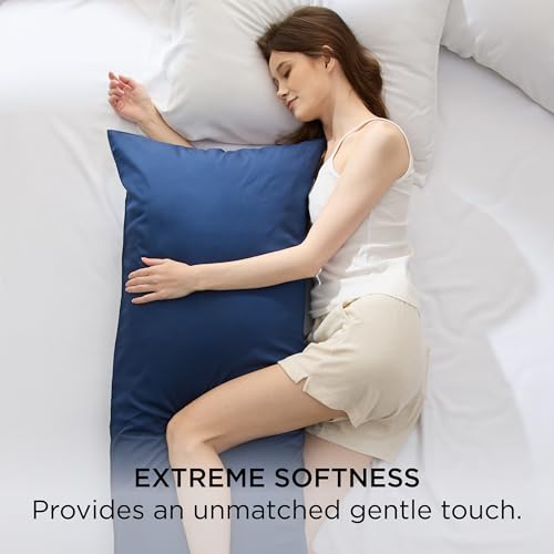 Bedsure Body Pillow Cover - Navy Long Cooling Pillow Cases, 100% Rayon Derived from Bamboo, Cool Body Pillowcase with Envelope Closure for Women, Men, 1 Pack, 20x54 Inches
