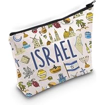BLUPARK Israel Cosmetic Bag Israel Strong Bag Israel Doodles Heart Zipper Bag Pray for Israel Gift Jewish Israeli Defense Support Gift canvas, ISRAEL Bag