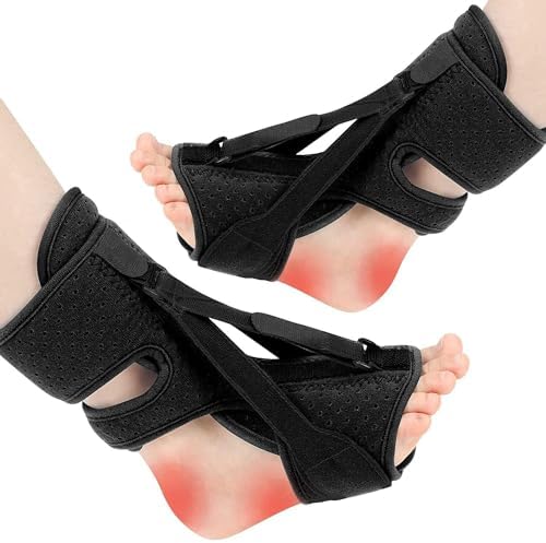 ANSUSIC Plantar Fasciitis Night Splint-Upgrade 3 Adjustable Planter Facetious Relief Brace,Plantar Fasciitis Relief Women Men Straps,Support Relief Foot Drop Achilles Tendonitis Day Night(Black-2PC)