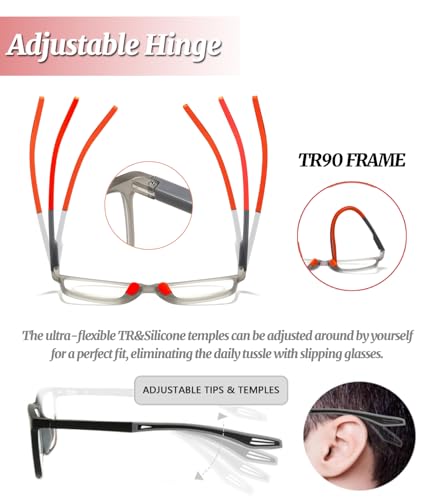Image of TR90 Photochromic Blue Light Blocking Reading Glasses,Cheaters Readers | Ultralight Sports Style, Adjustable Hinges, Photochromic Lenses, UV400, Indoor Outdoor Reading, Computer Work, Daily