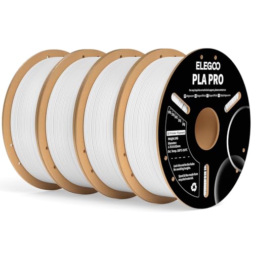 ELEGOO PLA PRO Filament 1.75mm White 4KG,30-250mm/s Printing Speed Improved Rigidity 3D...