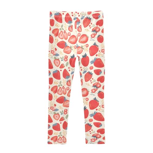 Hand Drawn Strawberry Girls Leggings Athletic Pants Tights Stretch Bottom2