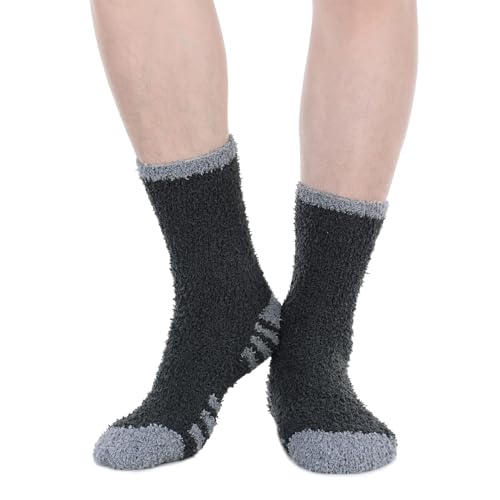 Image of American Trends Men's Fuzzy Slipper Socks - Fluffy Cozy Unisex Winter Warm Sleep Socks