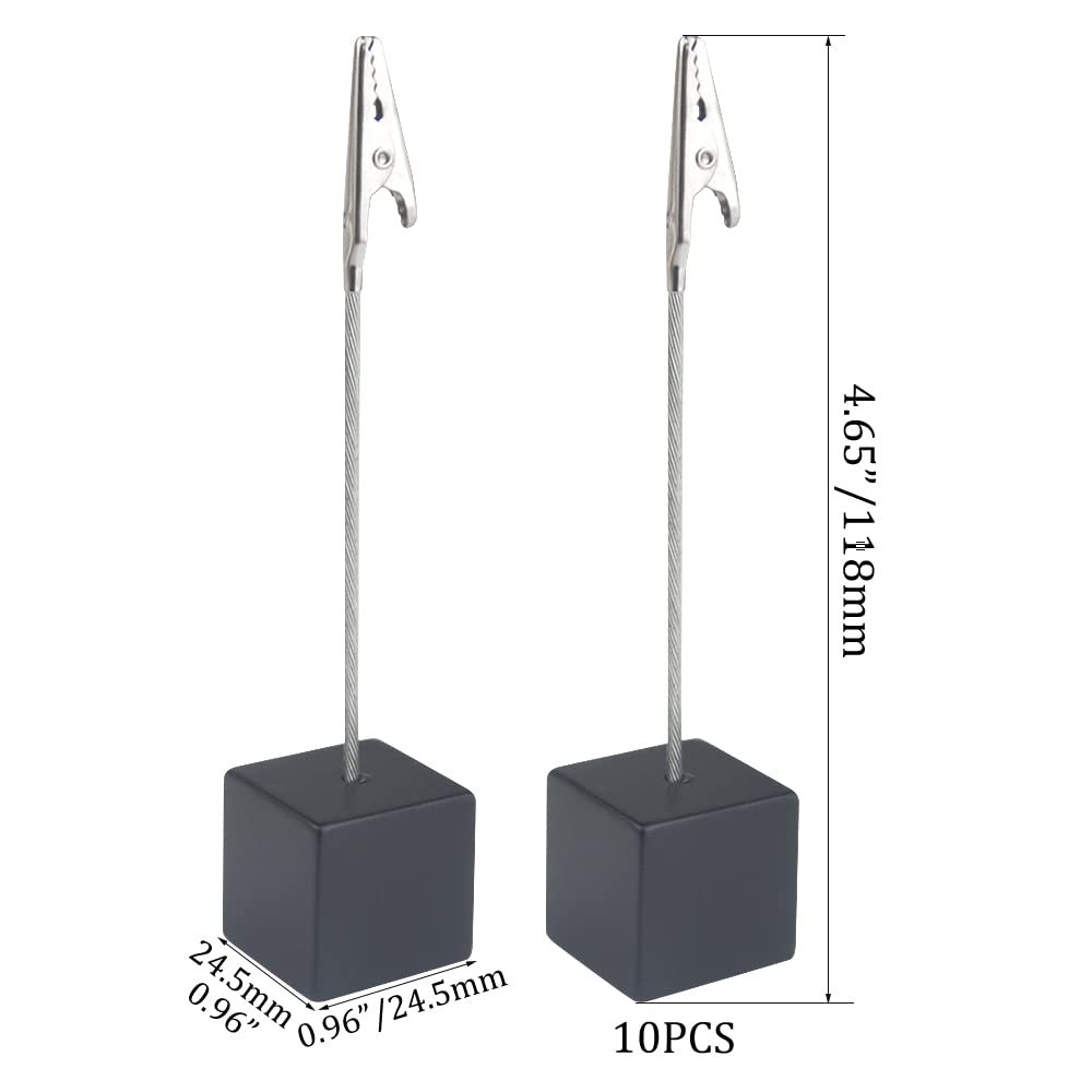 BGTXINGI 10pcs Place Card Holder Resin Cube Base Desktop Picture Clips Memo Notes Clips Holder Stand with Alligator Clip Clasp for Home Office Picture Memo Paper Note Postcards Display (Black) - Image 4