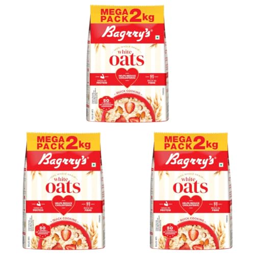 Image of Bagrry's White Oats 2kg | Premium Whole Grain Oats | High Fibre & Protein | Non-GMO & No Added Preservatives | Supports Weight Management & Heart Health | Healthy & Natural Instant Breakfast Cereal