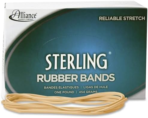 Alliance Rubber 25405 Sterling Rubber Bands Size #117B, 1 Pound Box Contains Approx. 250 Bands (7" x 1/8", Natural Crepe) Beige image 3