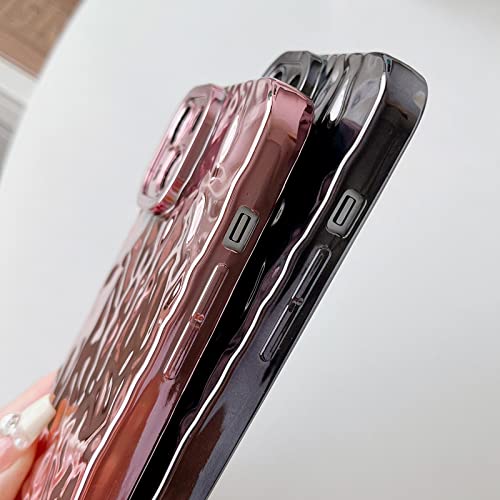 Skyseaco Compatible For Iphone 14 Phone Case, Luxury Tin Foil Pleated Case 3D Electroplated Pleats Sparkly For Women Girls Slim Fit Soft Tpu Full Camera Protection Case (Black Glossy) #TOP5