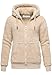 REPUBLIX Damen Teddy Sweatjacke Plüsch Hoodie Pullover Zipper Jacke RD-015 Beige L