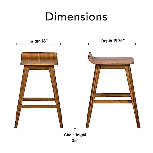 Amazon Brand – Stone & Beam Fremont Rustic Kitchen Counter Saddle Farmhouse Bar Stool, 25.5 Inch Height, Natural Wood #TOP1