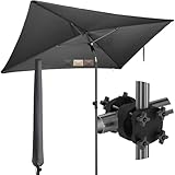 4smile Sonnenschirm Balkon SunnyShade 3-in-1 SET in Anthrazit - UPF 50+ Sonnenschirm rechteckig 200 x 125 cm + Sonnenschirmhalter Balkongeländer + Sonnenschirmhülle