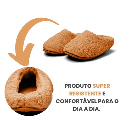 Pantufa Feminina Ante Derrapante Super Quentinha Disponível do 27 até 46 Caramelo (43/44, Caramelo)