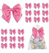 LiBongTa 4 Inch Hot Pink Gift Bow Satin Ribbon Bows for Crafts, Pre-Tied Bows, Twist Tie Bow for ...