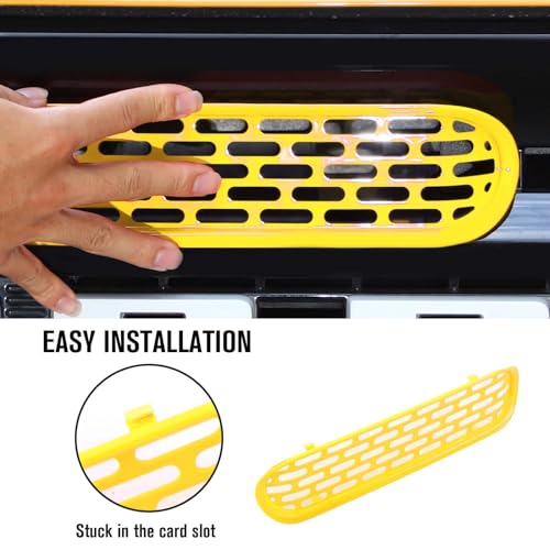 Image of Jimen Compatible with Ford Bronco 2021-2023, 6PCS Front Grille Inserts Mesh Grill Cover Exterior Trim Accessories (Yellow)