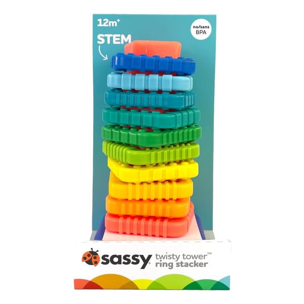 Sassy Speeltje Twisted Stacker empilable multicolore pour la motricité