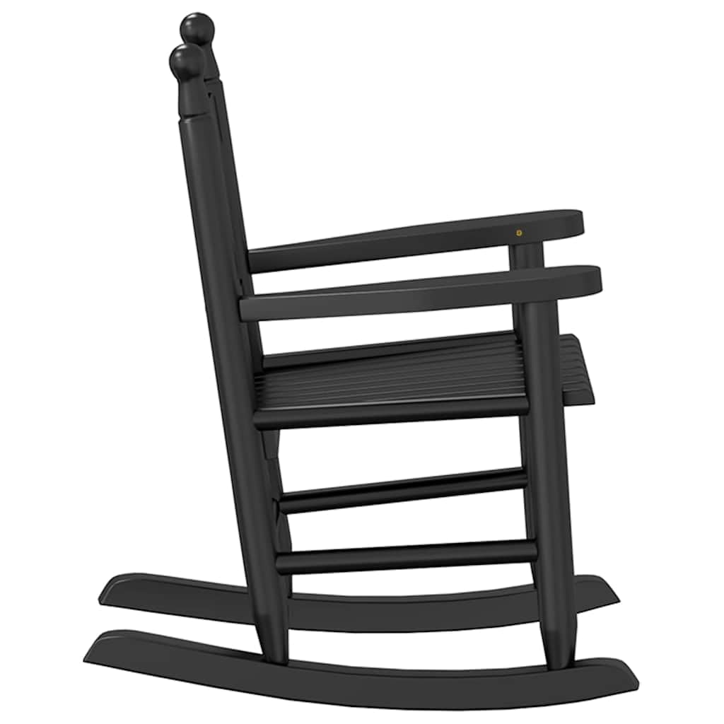 Fotel bujany dla dzieci, zestaw 2 szt., czarne z litego drewna topoli, wygodne krzesła bujane, ergonomiczne wzornictwo, trwałe, idealne do pokoju dziecięcego, na balkon, do ogrodu, salonu