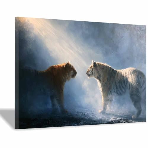 Tableau tigres jumelles PUQAAEO encadré 60x90 pour image imprimée déco murale