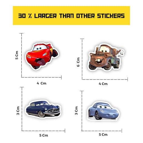 Image of 35 Cute Cars Movie Laptop Stickers for Cartoon Lovers and Kids. (Cars)