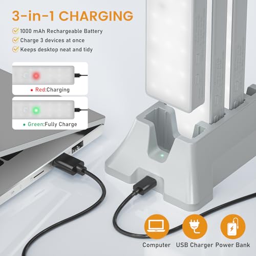Racokky Under Cabinet Lights with Charging Station, 6 Pcs Rechargeable Motion Sensor Closet Lighting, Dimmable RV Step Lights Stick-Anywhere LED Night Bar for Kitchen, Wardrobe, Stairs (White) — view 2