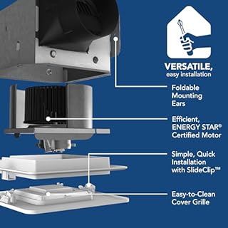 Broan-NuTone Bathroom Exhaust Fan with LED light – Easy Retrofit Without Attic Access, Quiet 1.5 Sones, Effective Ventilation at 80 CFM ENERGY STAR Certified Moisture and Odor Control