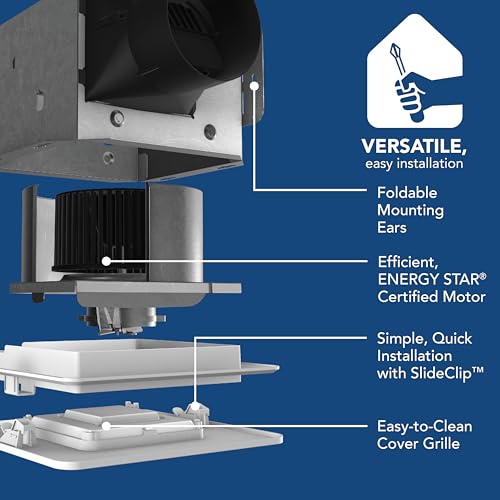 Image of Broan-NuTone Bathroom Exhaust Fan with LED Light - Easy Retrofit Without Attic Access, Quiet 0.9 Sones, Effective Ventilation at 60 CFM ENERGY STAR Certified Moisture and Odor Control