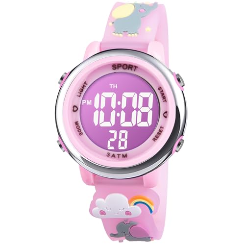 Vicloon Kids Watch, Toddler Digital Watch, Digital Watch LED Electrical Watches 7 Color Lights Watch Sport Outdoor with Alarm Stopwatch Unicorn Toys Gift for 6-12 Year Girls Children Wristwatch