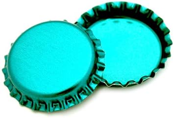 100 Turquoise Blue Metallic Bottle Caps Shiny Colors Craft Linerless