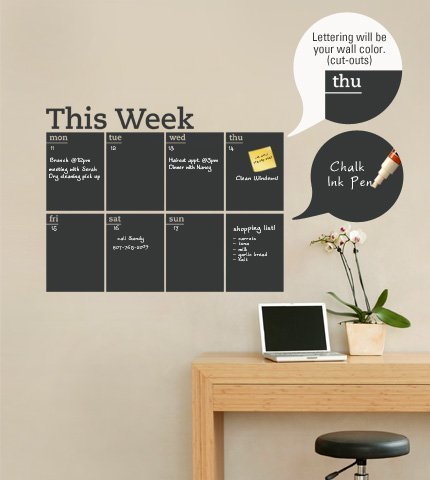 Weekly Chalkboard Calendar - Wall Decal
