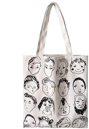 Amazon バッグ パーツのセプテンバー 韓国ファッション フェイスバッグ キャンバストートバッグ サブバッグ 学生 軽量 レディース メンズ 顔 おしゃれ ロゴ トートバッグ