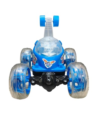 Image of Rechargeable 360 RC Stunt Car for Kids | Double-Sided High-Speed Remote Control Car with LED Lights | Rechargeable Battery Type C Charging (Blue)