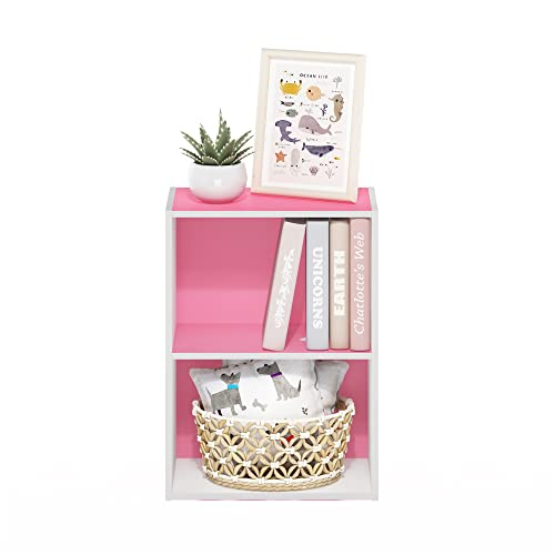 Image of Furinno Luder Bookcase / Book / Storage, 2-Tier, Pink /White