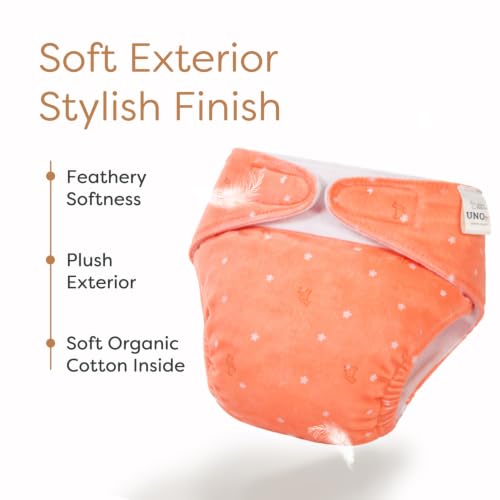 Image of SuperBottoms UNO Luxe Cloth Diaper with Velcro Closure & DryFeel magic Pad + Booster Pad | For Babies 3M-3Y | Reusable Washable Cloth Diaper