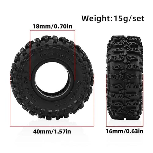 Pneus Axial SCX30 souples 40x16mm anti-glisse avec inserts - 2